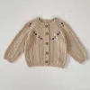 セット秋の冬の新生児の女の子の服セットニット刺繍カーディガンコート+ジャンプスーツ幼児の女の赤ちゃん編み物スーツ