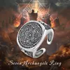 Cluster Rings Eudora 925 Sterling Silver Seven Archangels Justerbar Ring Vintage Rune Summon Magic Circle Amulet Men Personlighetsgåva