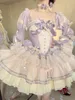 Abiti casual quotidianamente kawaii lolita dolce simpatico fiocchi di abito da ballo da ballo da ballo principessa di alta qualità per donne estate sexy