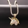 Instagram plaqué des bijoux de pendentif en or authentique avec micro-infraction à la mode Zircon Agate Eyes Collier hip-hop