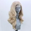 Parrucca anteriore del pizzo sintetico a vita ondulata lunga per donne Gloden Blonde Drag Queen Wig 240423