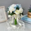 Fleurs décoratives Bridedal Bridesmaid Wedding Bouquet Blue et White Fresh Simulation tenant des accessoires faits à la main