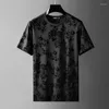 Men's Tracksuits Minglu Summer Flock Printed Sets Fashion Short Sleeve Round Collar T-shirts Luxury Solid Color Leisure Sports Man Suits