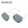 Sunglasses Fashion Diamond Sunglasses Women Retro Metal Double Beam Wild Eyeglasses Polygonal Ocean Glasses 240423