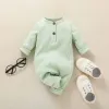 Enstycken nyfödda pojke kläder 0 till 12 månader söta onesies för baby flicka koreansk stil långärmad spädbarn romper småbarn jumpsuit