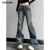 Women's Jeans Y2K Harajuku Wide Leg High Waist Flared Jeans Slim Ripped Pants 2023 Winter Womens Vintage Streetwear Style Denim Trouser 240423