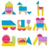 Blocs d'empilement en gros de jouets Enfants de forme de forme de correspondance des blocs de construction arc-en-ciel couleur arc-en-ciel
