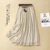 Kjolar japanska linnor snörning kvinnor 2024 sommar skarv kinesisk stil mid längd a-line mode fasta färg fairy kjol