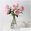 Couronnes de tige décoratives simples fleurs Austin Rose de haute qualité Real Touch Hydrating Wedding Party Saint-Valentin Home Living Ro Dhwmh