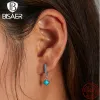 Earrings BISAER 925 Sterling Silver Ear Buckles Vintage Simple Turquoise Pendant Drop Earrings for Women Party Wedding Fine Jewelry