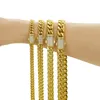 6-14 mm Edelstahl Miami Cuban Chain Halskette Armband 14K Gold plattiert