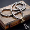 Survival Outdoor EDC Gadgets Self Defense Survival Whip 108 Buddha Beads Tactical Hand Bracelet Necklace Steel Chain Personal Protection