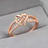 Anillos de boda de 2pcs Romántico Infinity Heart Anillos de amor para mujeres Anillos de compromiso de boda ACCESORIOS CRISTAL COCON JOYY DZR026