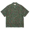 Men's Casual Shirts WACKO MARIA Short Sleeve Shirt Quality Leopard Print Hawaii Mens Womens Loose Tops With Tags