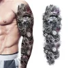 Sweaters Waterproof Temporary Full Arm Tattoos Men Women Cool Leg Art Black Fish Dragon Skull Sleeve Large Fake Sticker Glitter Style