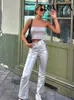 Trafza Women Fashion Silver High Weist Cargo Pants Vintage Pocket Decoration Elegant Dis Sould Prouts Shiny Prouters Y2K 240424
