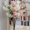 Decorative Flowers 100cm Silk Hydrangea White Branch Drifting Snow Gypsophila Artificial Cherry Blossoms Wedding Arch Decorate Fake Flower