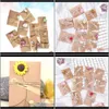 Cartes de fête d'événement fournit des fêtes home jardin10pcs papier kraft vintage salut bricolage fleur séchée merci pour maman enseignant ami FA