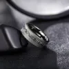 Bandes Somen Black 8 mm Tungsten Carbide Ring Panked avec du zircon pour les cadeaux Gift Ring Band de mariage masculin