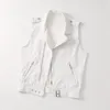 Women's Vests 2024 Denim Tank Top Jacket Fashion Spring Summer Zipper White Sleeveless Tops Female Jeans Coat