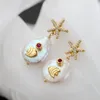 Stud Earrings BOCAI Pure S925 Silver Electroplated Gold Jewelry Inlaid With Natural Baroque Pearls Fashionable And Creative Women's