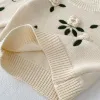 Sweaters Autumn New 03 Year Old Knitted Clothes Baby Girls Handmade Flower Embroidery Pullover Knitted Sweater Top Winter Warm Jumpers