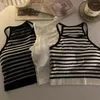Yoga Outfit Korean Version Women Tank Tops Thread Solid Casual Fashion Crop Top With Chest Pad Stripe Sleeveless Outer Wear Basic Camisole