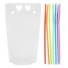 Take Out Containers 50 PCS Plastic Straws Drink Pouches Drinking Bag Bags Love Pattern Hand-held Translucent
