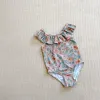 Badkläder flickor badkläder bikini en bit baddräkt baby ruffle kant prinsessan backless heta vår baddräkter maillot de bain enfant fille