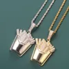 Creative and Fashionable Fashion Accessories, New Paper Bags, French Fries, Hip-hop Pendant Necklace, Full of Zircon Chips