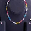 Kettingen pera stijlvolle multolor ronde gesneden kubieke zirkonia ketting ketting oorbellen sets voor dames mode dansende feestje Jewlery cadeau J525