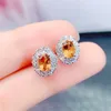 Boucles d'oreilles par bijoux Natural Real Yellow Citrine Citrine Earge Style de luxe 0.5CT 2PCS GEM STAILLE 925 SIRGE STERLING FIN L24384