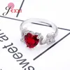 Cluster anneaux "I Love You" 925 STERLING Silver Red Heart Ring CZ Zirconia Jewelry Brand Brand Engagement Hearts For Women Gift