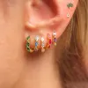 Clips mode multicolor cz zirkon kleine hoepel oorbellen voor vrouwen koper geometrie cirkel oorde buckle piercing sieraden hot 2022