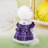Appareils à chiens Plaid Small Spring Summer Clothing Puppy Sweet Robe Skirt Pet Moudan Party Vêtements For Medium