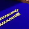 10mm Iced Out Miami Silver Sterling 925 14k Solid Gold Clasp Fully Cz Moissanite Cuabn Link Chain Necklace