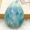 Necklaces Natural Blue Green Feather Fluorite Quartz Pendant Necklace Jewelry Fashion Gift Women Water Drop Colorful Angel Fluorite AAAAA