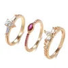 Bandas SYOUJYO Simple Natural Zircon Rings for Women 585 Rose Gold Color de lujo Joya de boda