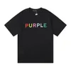 24SS Summer New Purple Brand Classic Logo Farbbriefmuster Cotton Cason Cason Kurzarm T-Shirt für Männer und Frauen
