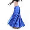 Stage Wear Style Belly Dance Shining Satin Long Spanish Swing Dancing Skirt