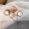 Кластерные кольца темпераментная многослойная геометрия кольца шесть пьесов женщины красивые металлические аксессуары для пальцев корейские украшения