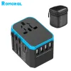 Control 2000W Universal Converter Travel Charger Power Adapter met USB -poorten 5.6A Smartphone Snel opladen Wereldwijde conversieplug