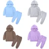 Polos 2023 Vinter barn pojkar flickor fleece hoodie outfits småbarn tröja+sweatpants tracksuit 19y barn 2pieces varma kläder