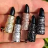 Strands 5Pcs Cubic Zirconia Paved Black Lipstick Charms For Jewelry Making Woman Fashion Bracelet Necklace Handcraft Accessories