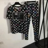 Women's Two Piece Pants designer 2023 Summer New Set Seven Star Ladybug Butterfly Dot Print Casual Short sleeved T-shirt+Elastic Slimming Underpants 29LS