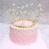 Fournitures de fête Artificial Pearl Crown Cake Topper Home Restaurant Baby Shower Down Decor
