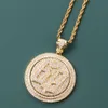 Instagram Hip Hop Number 69 Rotating Double Layer Disc Pendant Necklace Full of Zircon Jewelry