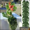Kransar konstgjorda blommor dekorativa 35x29cm tropiska palmblad party dekorationer falska blad för hem bröllop bankett bord dinn dhuvh