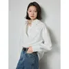 Blouses pour femmes Toyouth Femmes Blusas 2024 Spring Open Slit à manches longues White Basic Shirt Pocket Oversize Woman Blouse