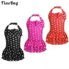 Swimwear Summer Kids Girls Onepiece Adjustable Halter Polka Potka Riched Sweetwsuit Swimswear Bathing Fult Back Robe